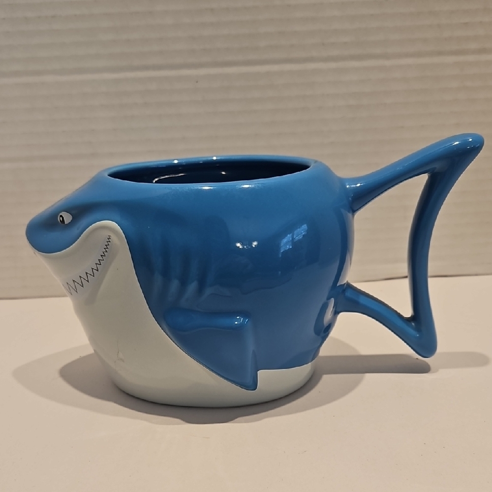 Disney Bruce From Finding Nemo Blue and White Shark-Shaped Ceramic Mug